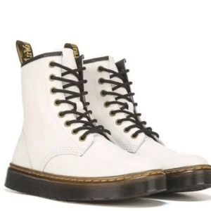 Dr. Martens Zavala White Leather Combat Boots NEW 9
